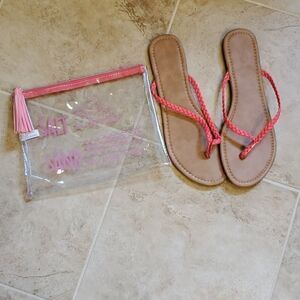 Flip flops and beach bag